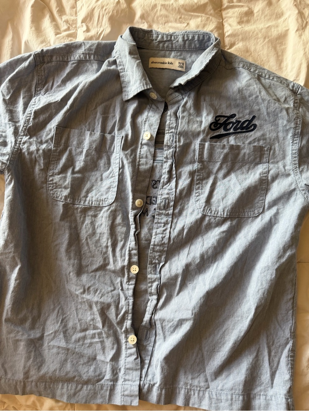 Ford Embroidered Light Blue Button-Up Shirt
